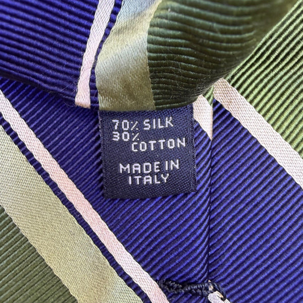 Jos. A. Bank Mens Green & Blue Silk Blend Striped Tie Italy Signature Collection