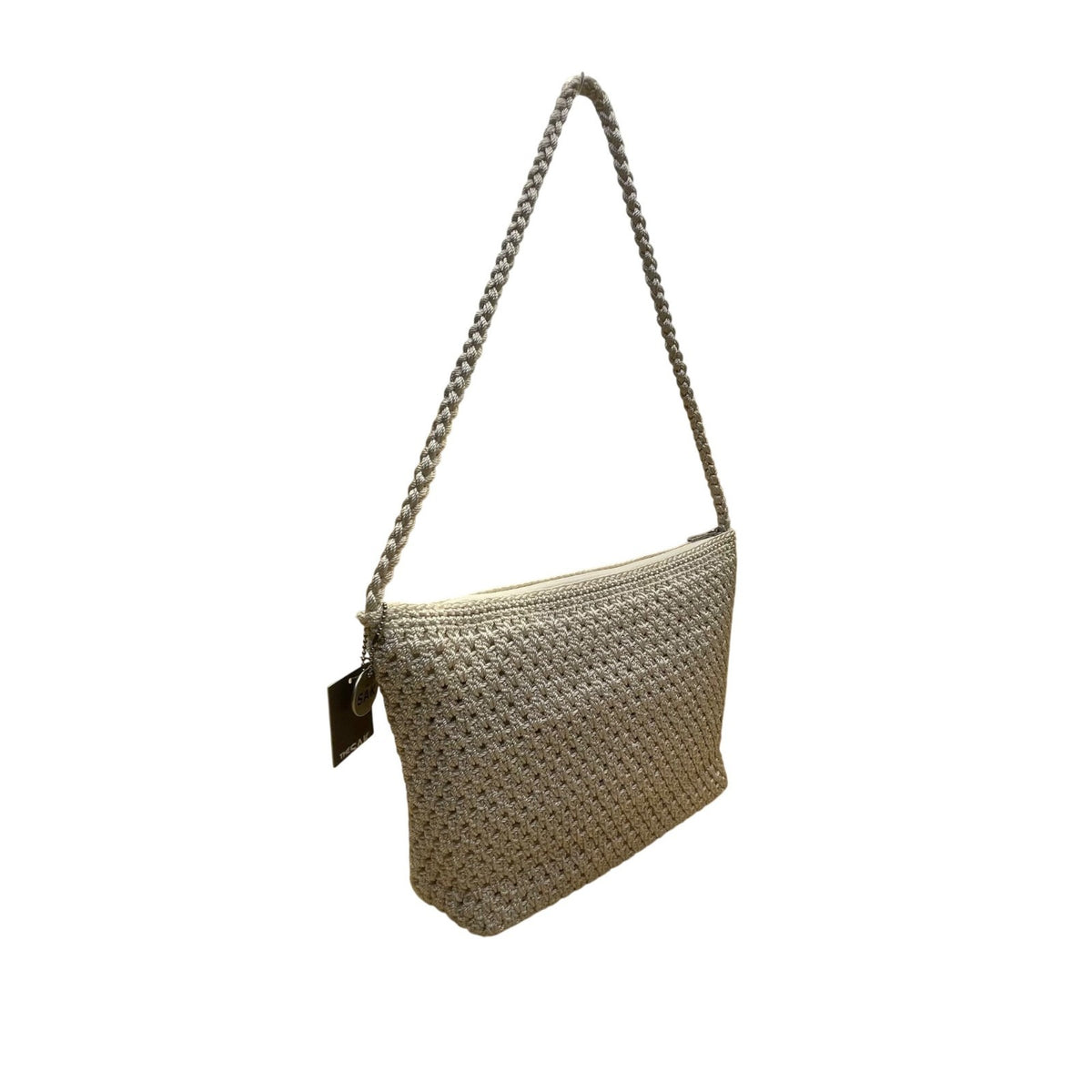 The Sak Women’s Light Beige Crochet With Zipper Pocket Casual Shoulder Bag