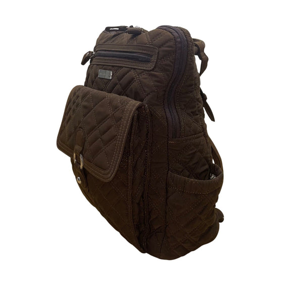 Vera Bradley Women’s Brown Quilted Fabric With Buckle Front Pocket Backpack