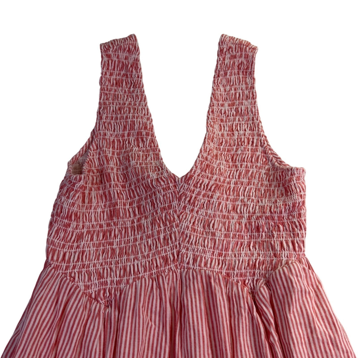 Free People Womens Pink Striped Maxi Sundress Sleeveless Smocked V-Neck Size XS