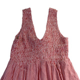 Free People Womens Pink Striped Maxi Sundress Sleeveless Smocked V-Neck Size XS