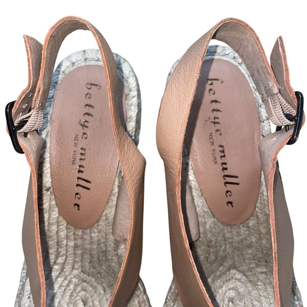 Bettye Muller Women’s Blush Leather Espadrille Wedge Venus Sandals Size 7.5