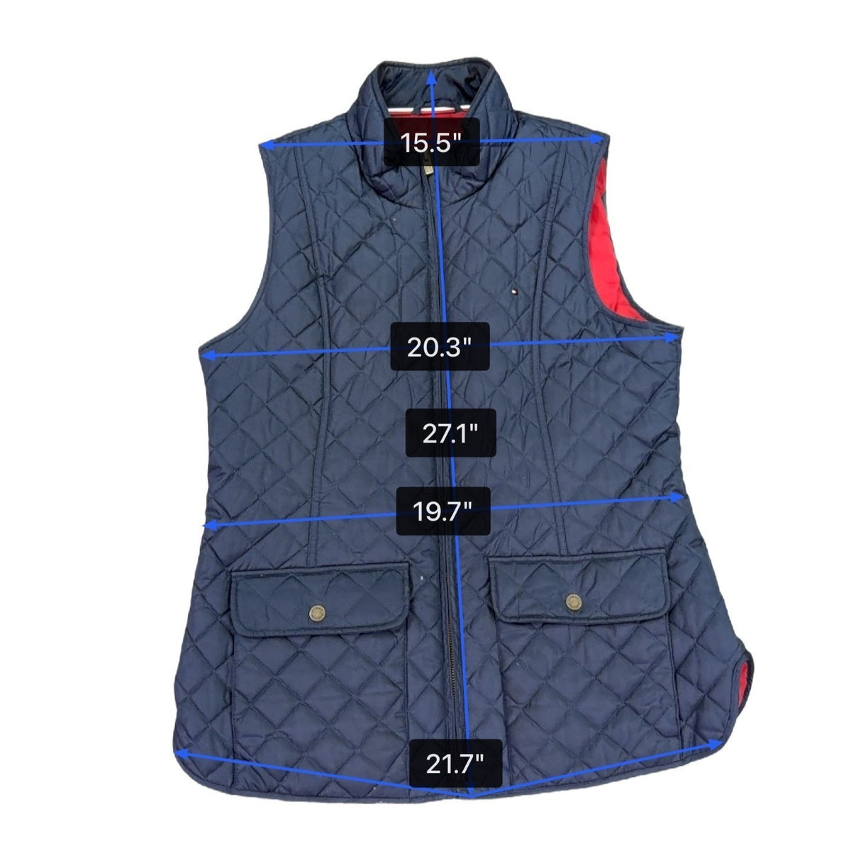 Tommy Hilfiger Womens Navy Quilted Puffer Vest Lightweight Zippered Sz L