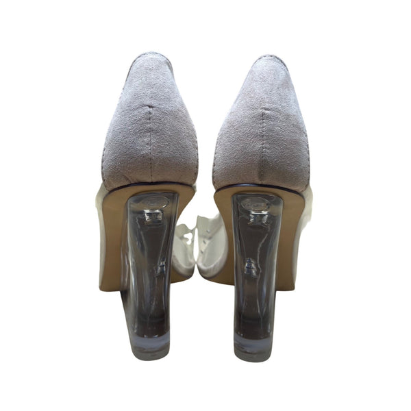 Fashion Nova Women’s Transparent & Nude Wedge Pointed Toe Slip-On Heels Size 7.5