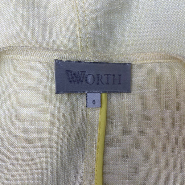 Worth Womens Yellow Linen Jacket With Pockets Size 6