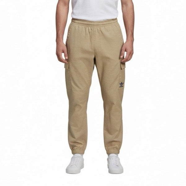 Adidas Mens Beige Cargo Pants Elastic Waist Logo Detail Stylish Design Sz S