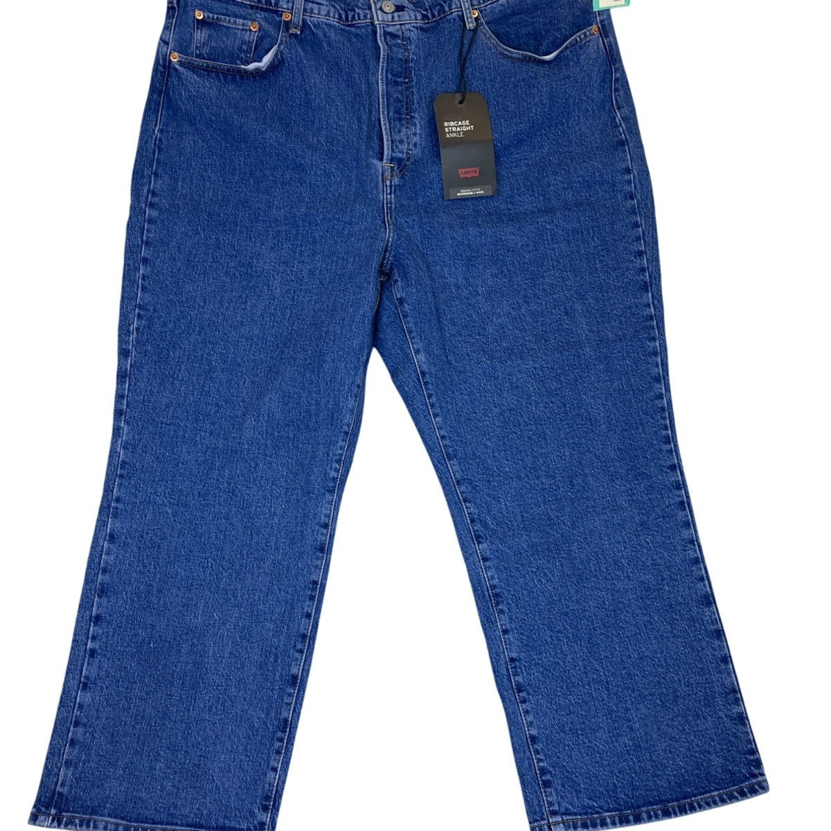 Levis Women Blue Ribcage Straight Ankle Jeans Super High Rise Sz 22W - New