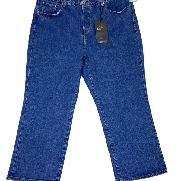 Levis Women Blue Ribcage Straight Ankle Jeans Super High Rise Sz 22W - New