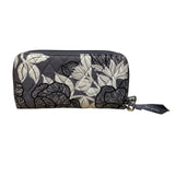 Vera Bradley Women’s Gray Floral Cotton RFID Quilted Zip Around Wristlet Wallet