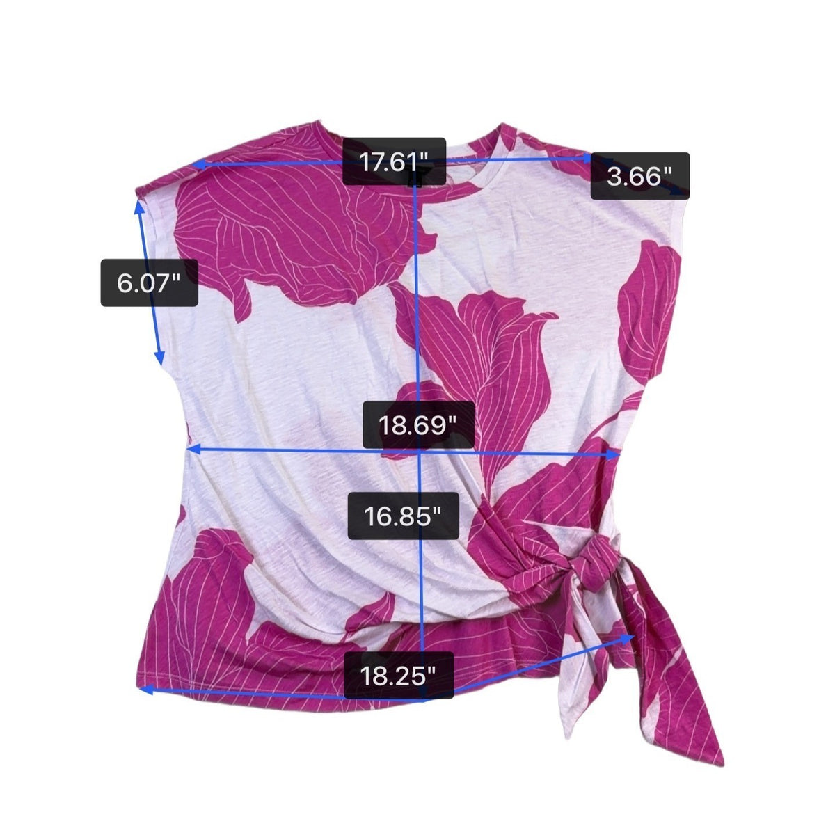 Ann Taylor Womens Pink & White Cotton Floral Print Tie-Front Top Size L
