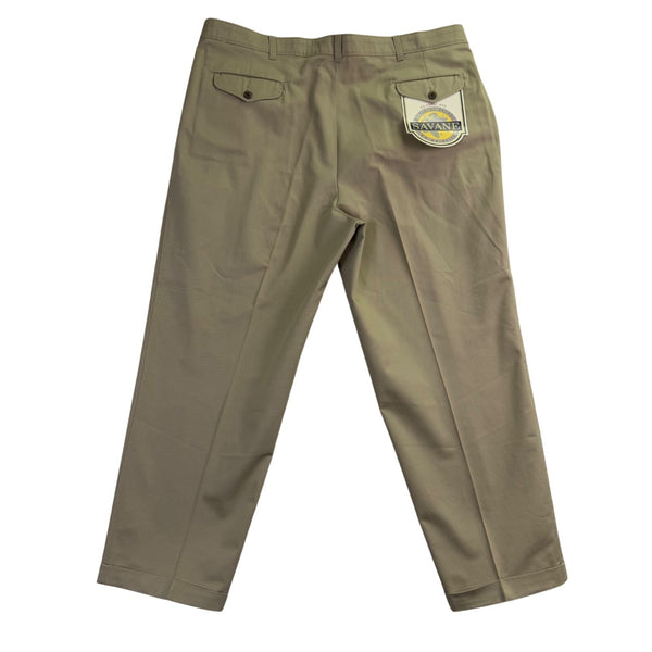 Savane Mens Khaki Cotton Classic Fit Pants No Wrinkles Stain Free Process Sz 44