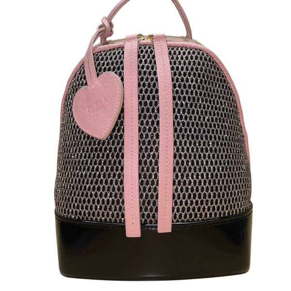 Furla Women’s Pink & Black Mesh & Rubber Blend Heart Backpack