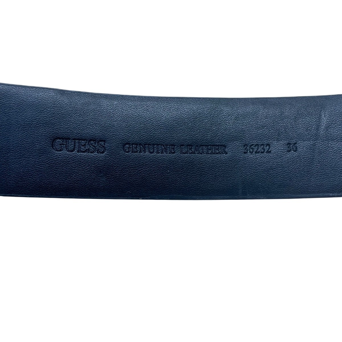 Guess Mens Black Leather Logo Belt Adjustable Polished Plaque Textured Buckle