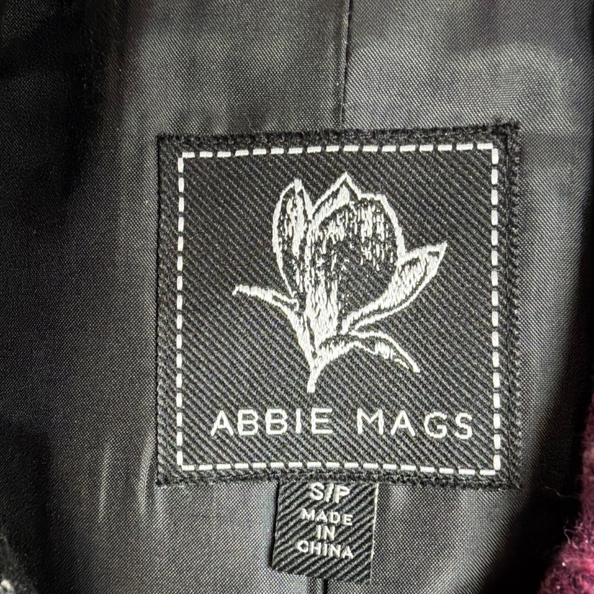 Abbie Mags Womens Black & Pink Plaid Wool Blend Button-Up Coat Retro Chic Size S