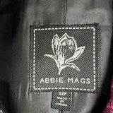 Abbie Mags Womens Black & Pink Plaid Wool Blend Button-Up Coat Retro Chic Size S