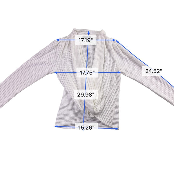 Gibsonlook Womens White Knit Long Sleeve Drape Front Top Size M