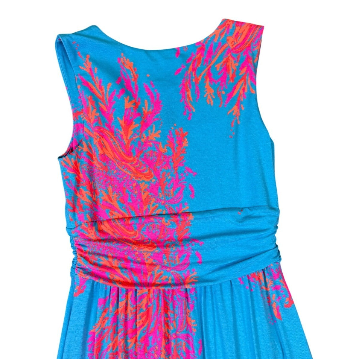 Lilly Pulitzer Womens Aqua Pink Rayon Spandex Floral-Print Maxi Dress Size XS