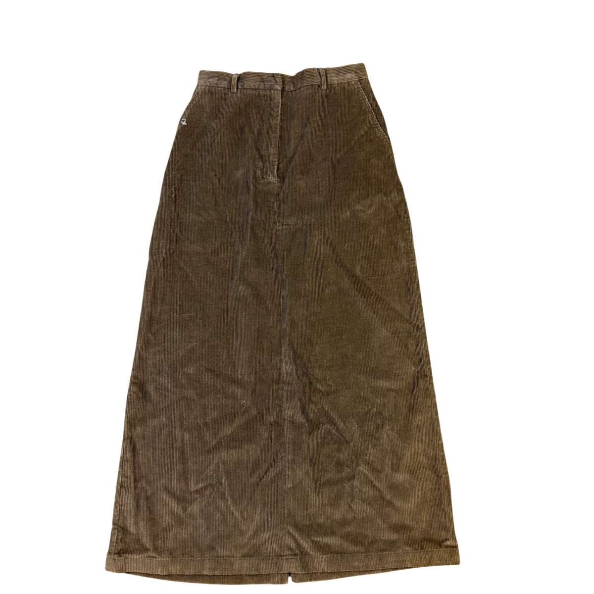 L.L.Bean Womens Brown Cotton & Tencel Corduroy A-Line Maxi Skirt Size 6 R