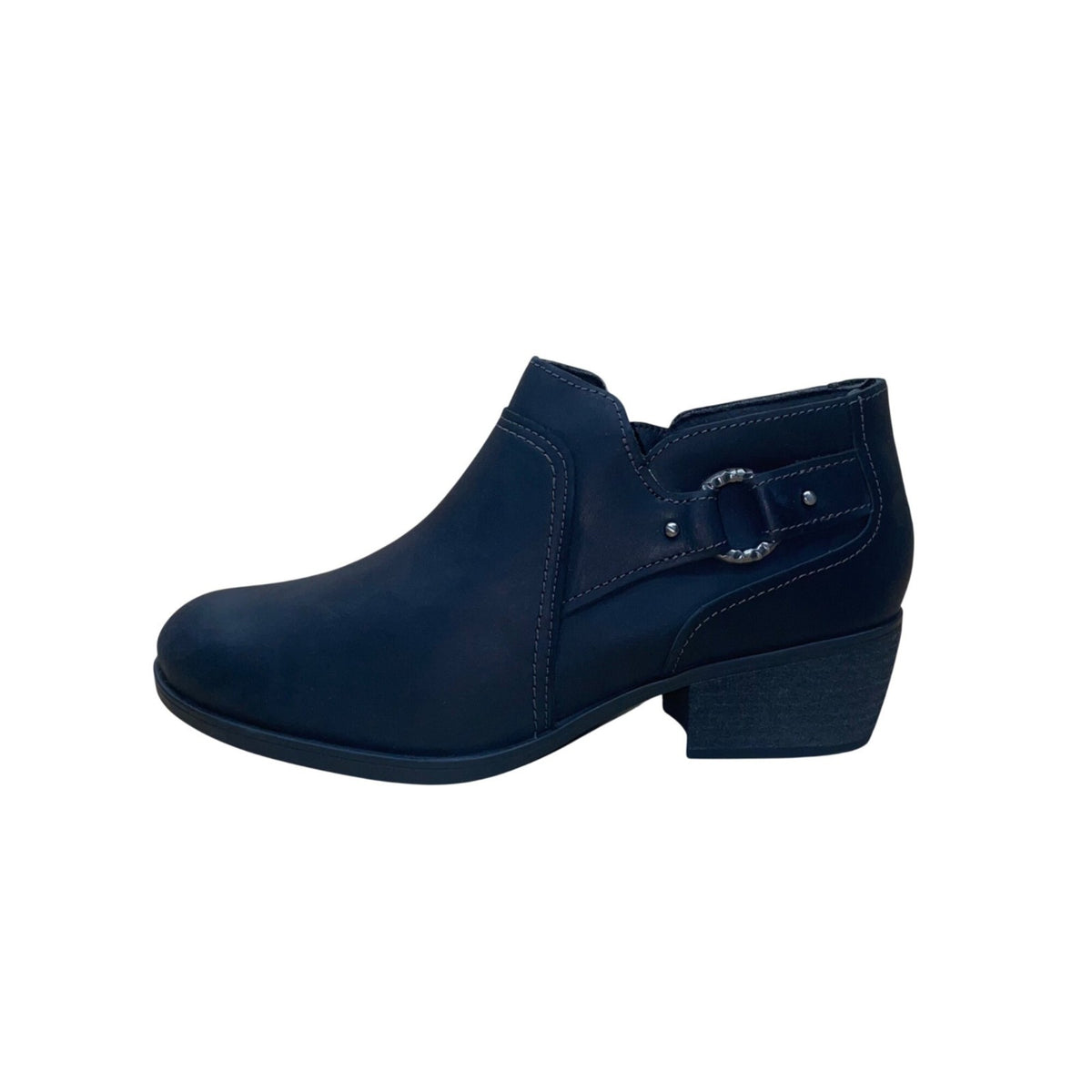 Clarks Women’s Black Oily Leather Block Charlten Grace Ankle Booties Size 7.5W