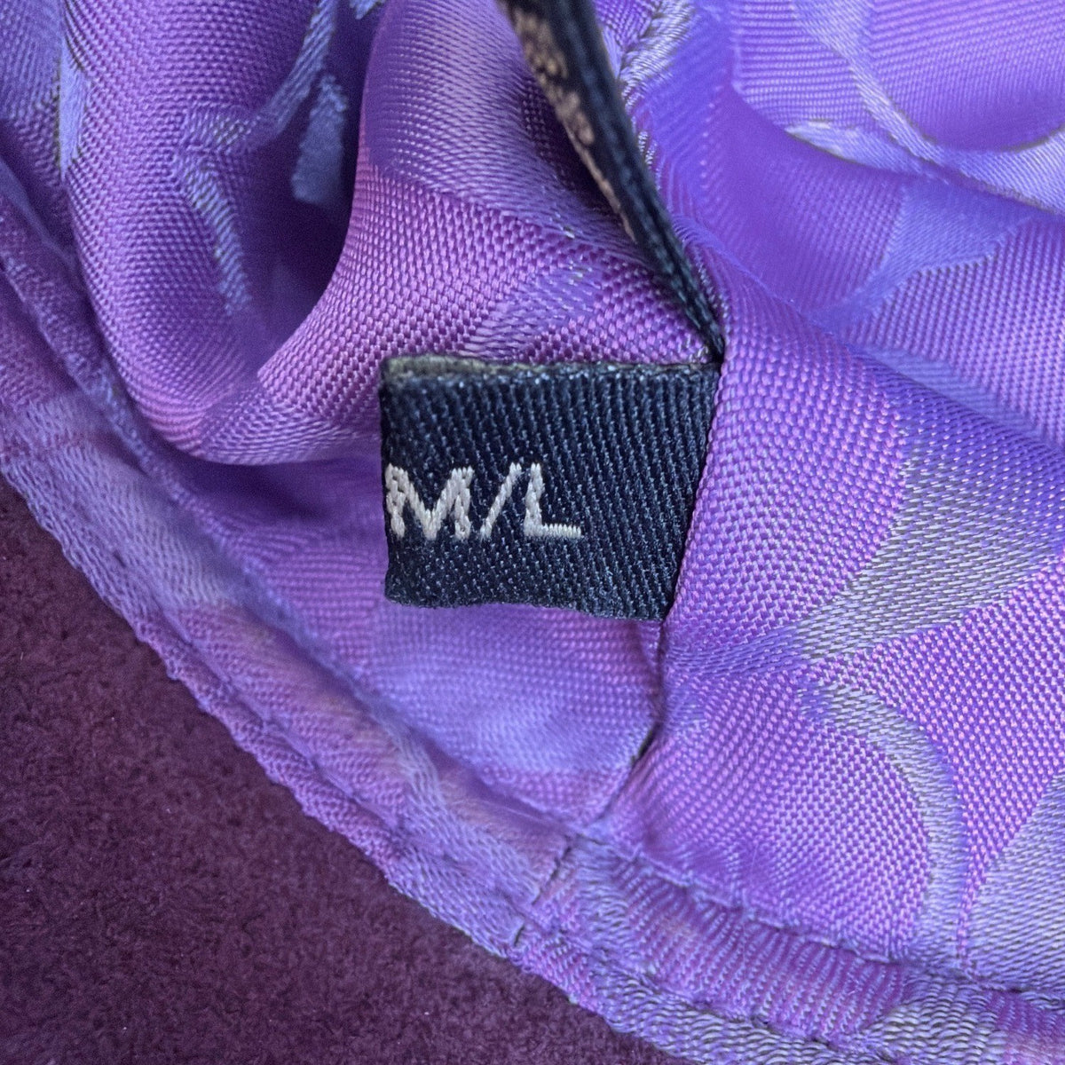 Coach Womens Burgundy Leather Bucket Hat M/L Adjustable Stylish Design