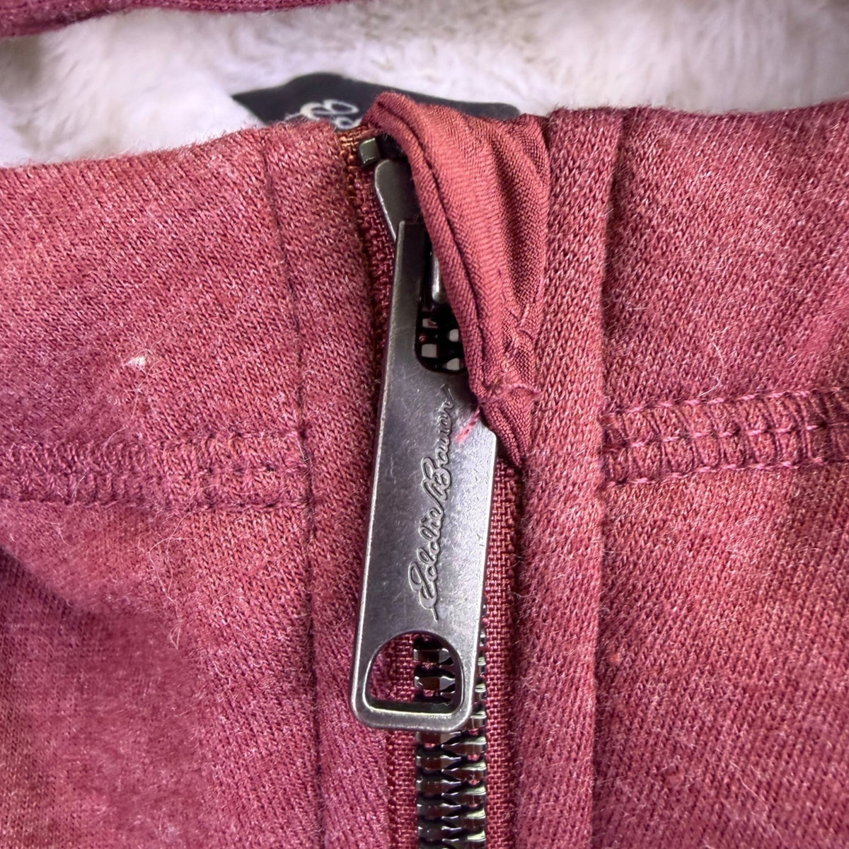 Eddie Bauer Womens Red Hooded Full-Zip Jacket Faux Fur Lining Size XL