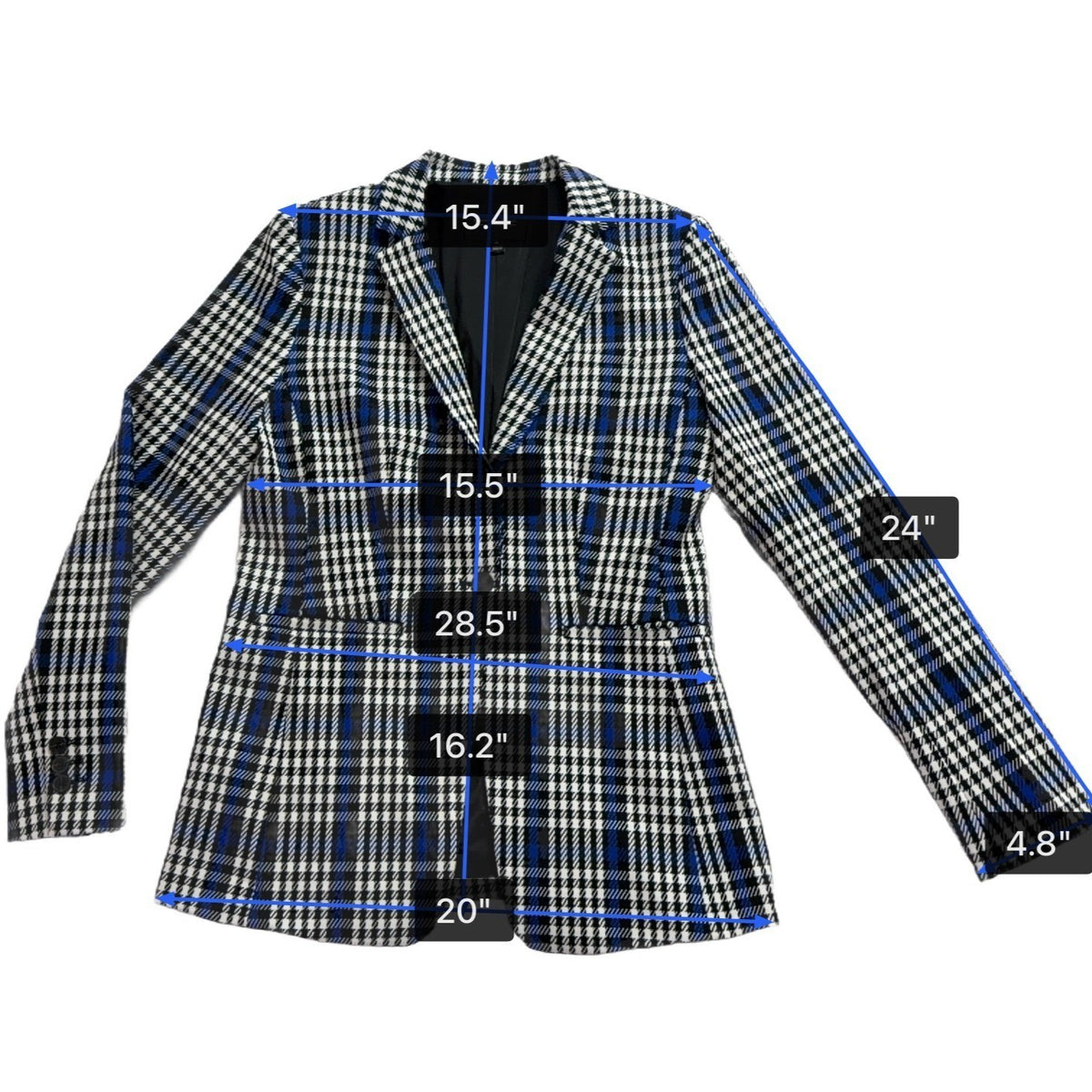 Banana Republic Womens Blue Black Plaid Pants Suit - Blazer & Slim Fit Sz 4 & 6