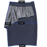 Zara Women Black Faux Leather Ruffle Pencil Skirt Statement Piece Size S