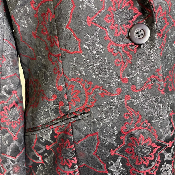 Classiques Entier Women's Black and Burgundy Floral Blazer Size 8 (EUR 38)