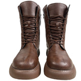 Kaiser Women Military Height Lace-up High top Belt Buckle Vintage Ankle Boots Sz