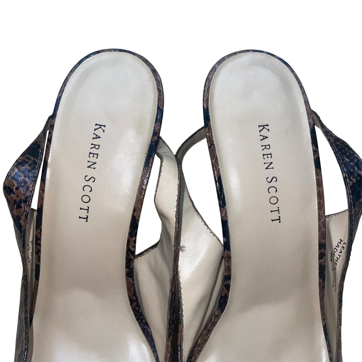 Karen Scott Women’s Brown & Black Leather Snake Print Square toe Pumps Size 8M