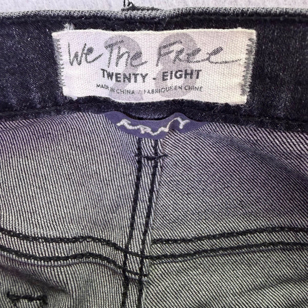 We The Free Womens Black Cotton Blend High-Waisted Button-Fly Skinny Jeans Sz 28