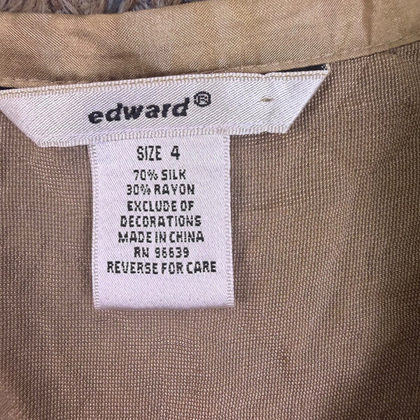 Edward Womens Brown/Beige Bohemian Tiered Midi Skirt Elastic Waist Size 4