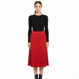 Exclusively Misook Womens Red Knit Pleated Skirt Size S
