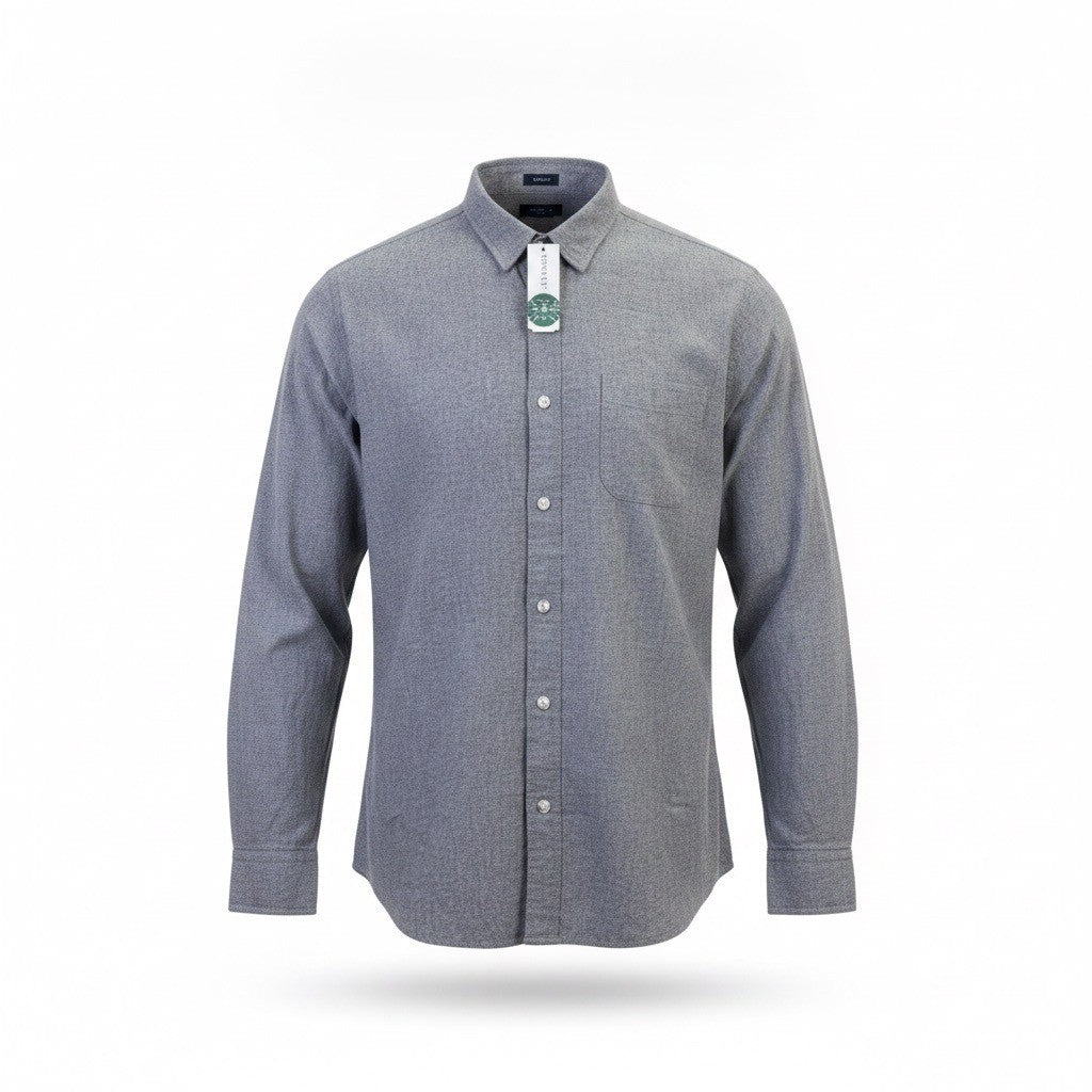 Even Tide Mens Gray Cotton Long Sleeve Button-Up Shirt Size L