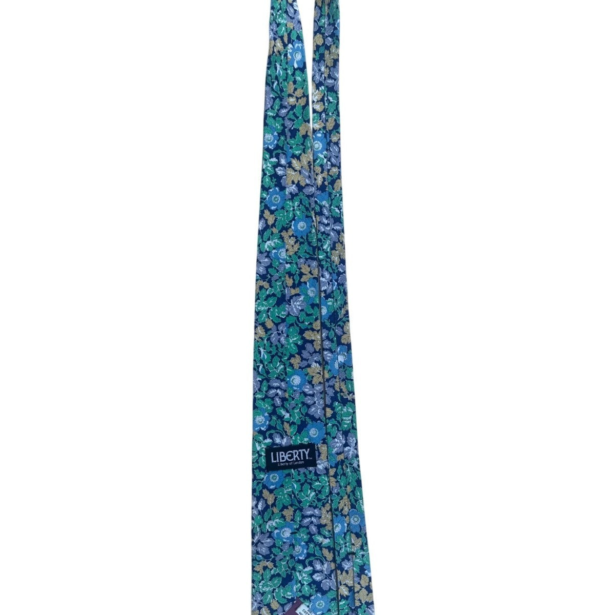 Liberty Mens Blue Floral 100% Cotton Neck Tie Adjustable Made In USA