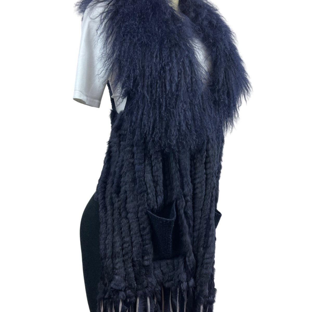 Moma Women’s Navy Blue Sweater with Outer Pockets Wool - One Size