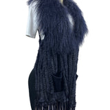 Moma Women’s Navy Blue Sweater with Outer Pockets Wool - One Size