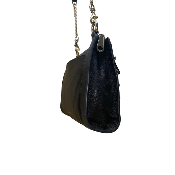 Rebecca Minkoff Women’s Black Leather With Gold Accents Crossbody Purse Bag