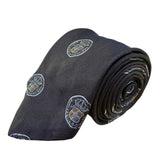 Saint Laurent Mens Black Silk Printed Tie All-Over Emblem Design Formal Acc