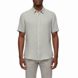Perry Ellis Mens Tan Linen Short Sleeve Button-Up Shirt Lightweight Casual Sz XL