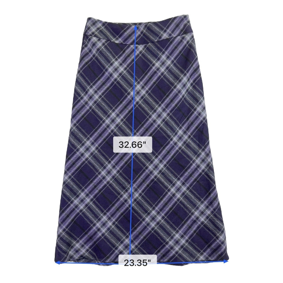 Talbots Womens Purple Plaid Wool-Blend Lined A-Line Midi Skirt Size 2P
