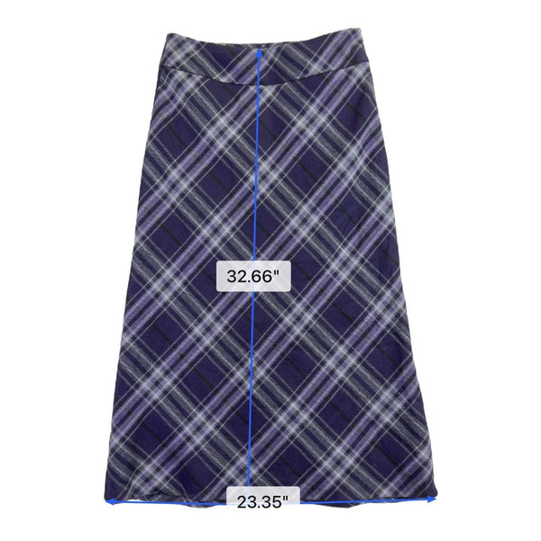 Talbots Womens Purple Plaid Wool-Blend Lined A-Line Midi Skirt Size 2P