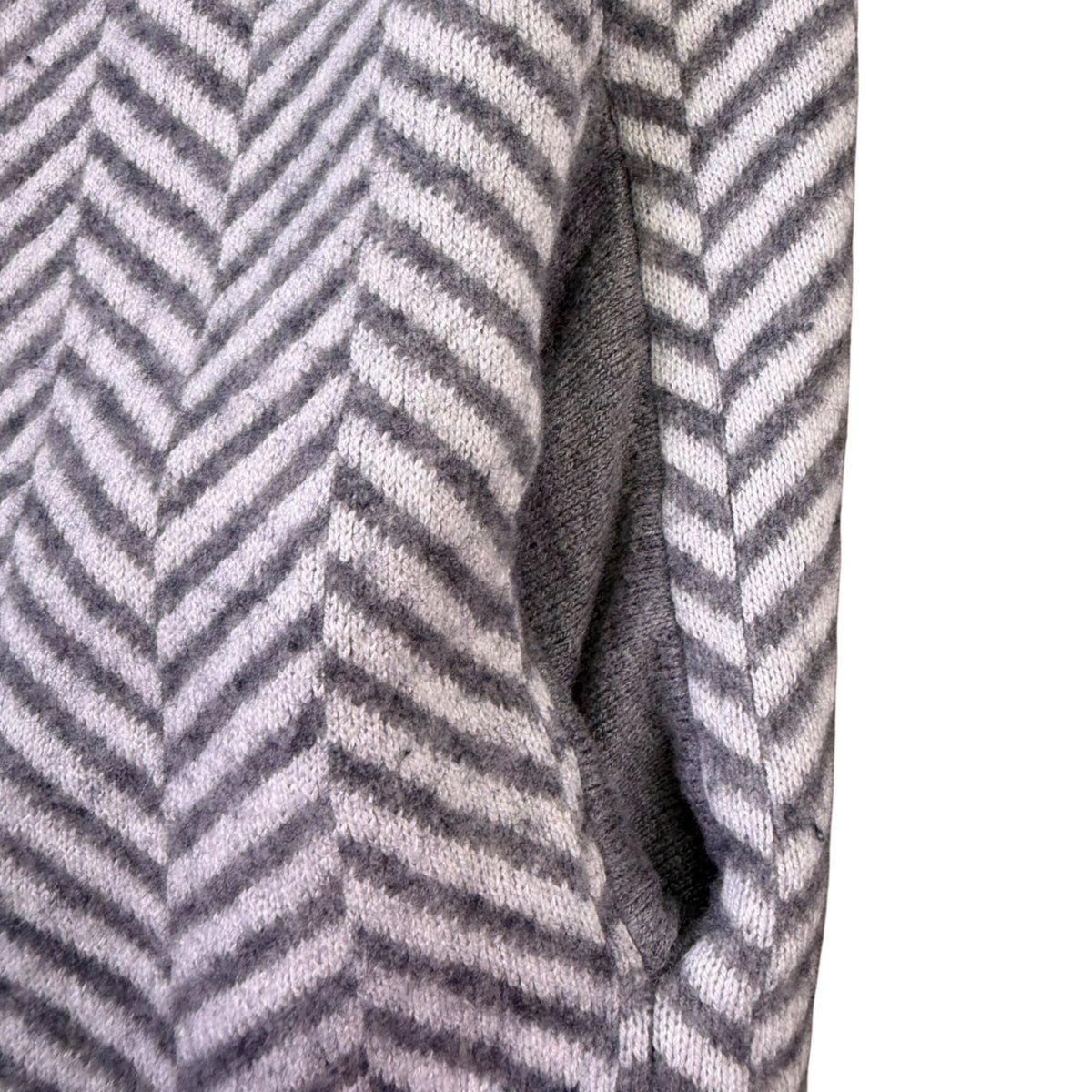 Ann Taylor Womens Gray Chevron Wool Blend Open Front Cardigan Sweater Size SP