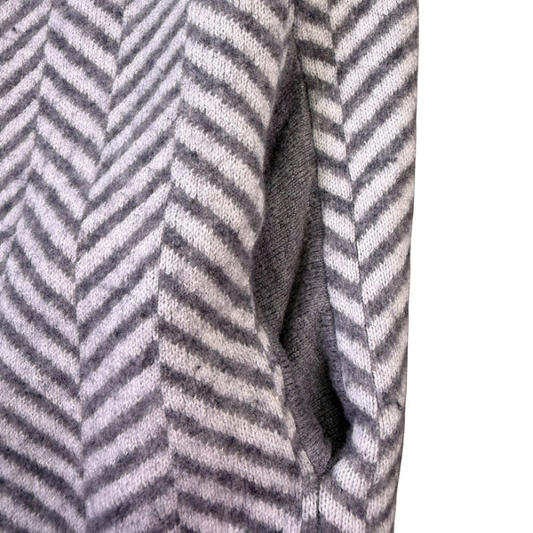 Ann Taylor Womens Gray Chevron Wool Blend Open Front Cardigan Sweater Size SP