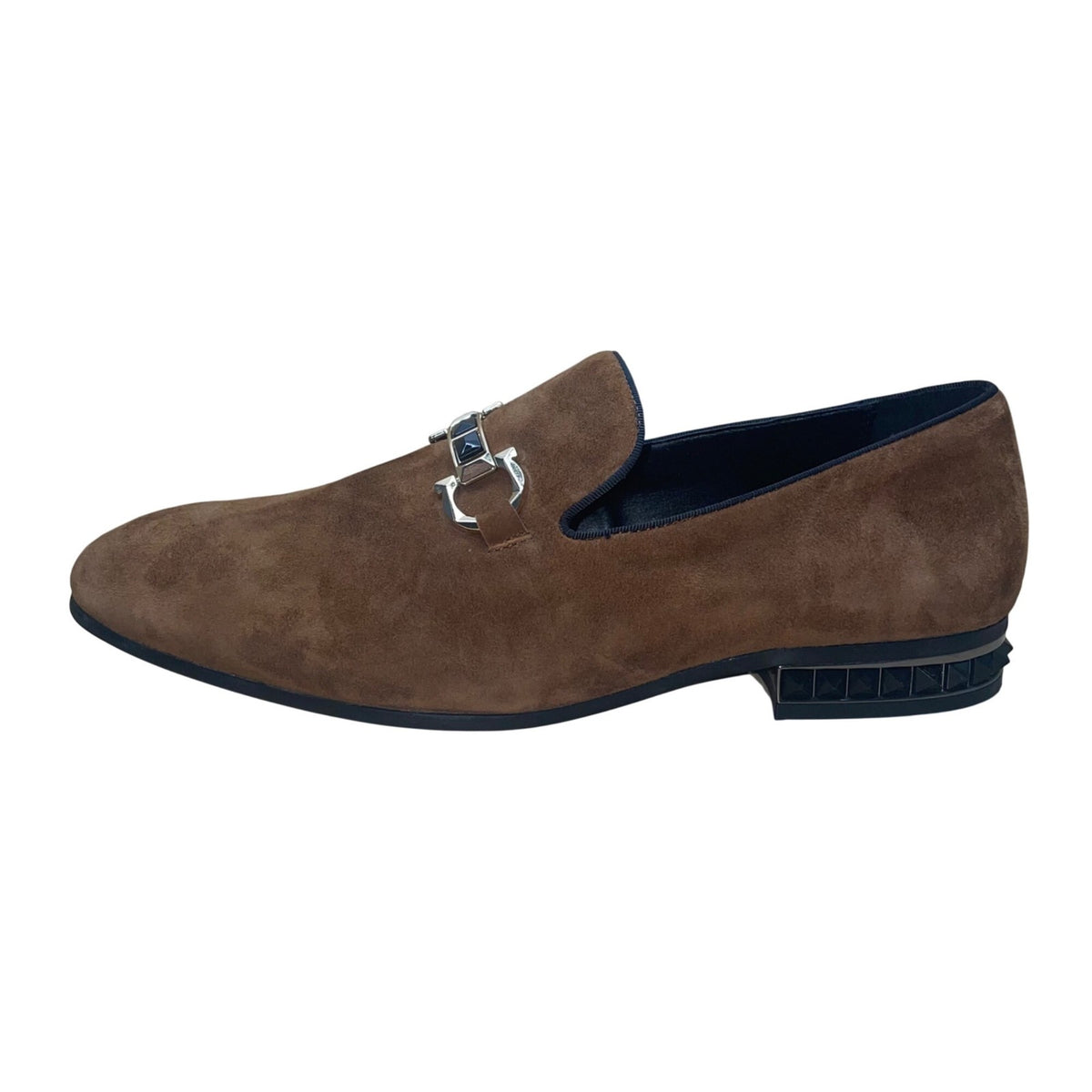 ALDO Men’s Brown Suede Slip-On Horsebit Detail Studded Heel Loafers Size 10