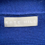 Kate Hill Womens Blue Merino Double-Breasted Sweater Jacket Size S