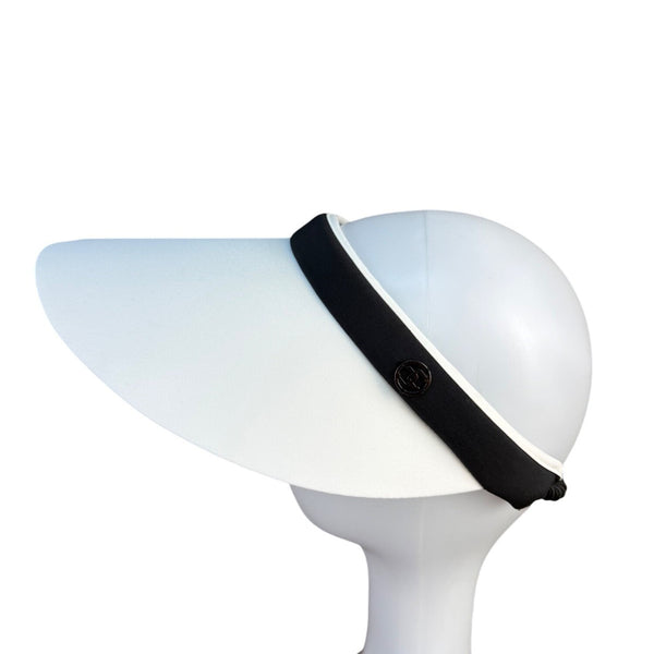 Chicos Womens Black & White Spandex Wide Brim Sun Visor Adjustable Fit