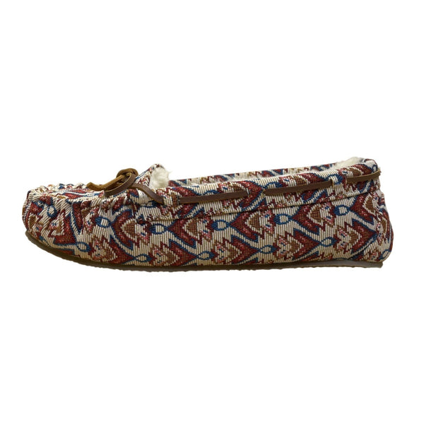 Minnetonka Women’s Multicolor Tribal Pattern Faux Fur Moccasin Slippers Size 10M