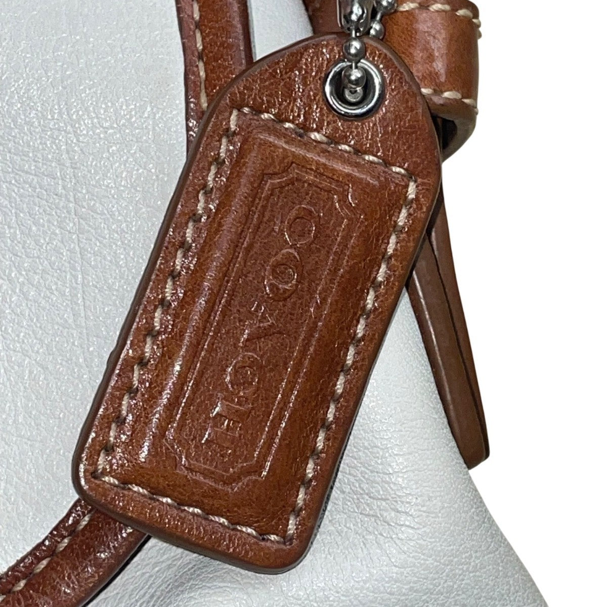 Coach Women’s White & Brown Leather Buckle Flap Detail Shoulder Bag