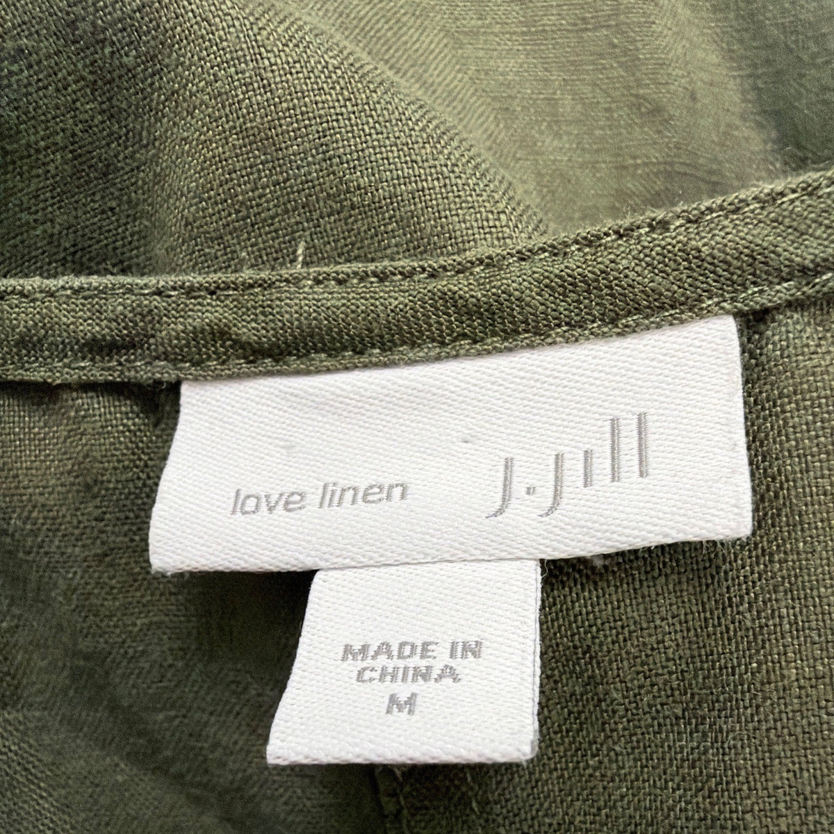 J Jill Womens Olive Linen Tank Shift Dress Sleeveless Relaxed Fit Size M
